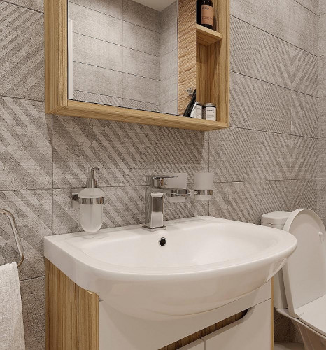 Тумба с раковиной DIWO Углич 60 цвет Белый Светлое дерево