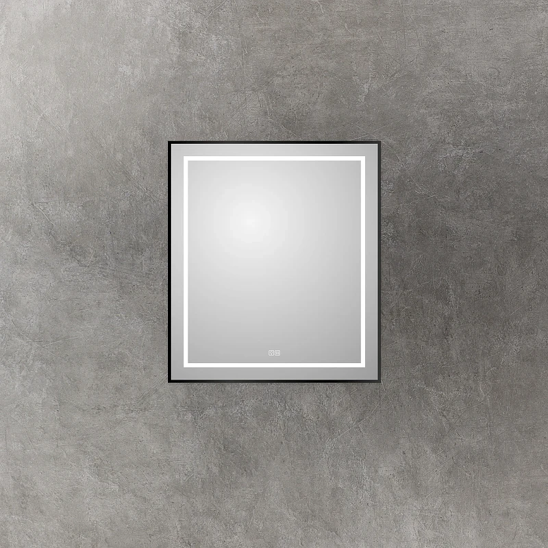 Зеркало BelBagno Kraft 70 SPC-KRAFT-700-800-LED-TCH-WARM-NERO с подсветкой Черное с сенсорным выключателем и подогревом стекло