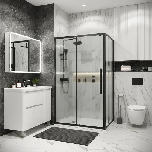 Душевой уголок Grossman Cosmo 110х70 120.K33.02.1170.21.02 профиль Черный матовый стекло шиншилла
