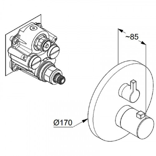 Смеситель для душа Kludi Nova Fonte Puristic 208355315 с термостатом Белый матовый