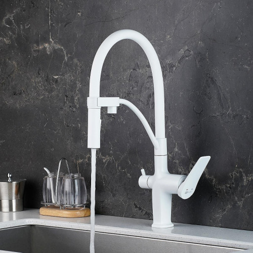 Смеситель для кухни Lemark Bronx LM3761MW цвет Белый матовый