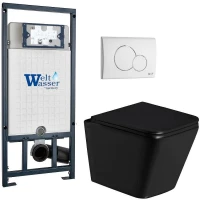 Комплект унитаза с инсталляцией WeltWasser MARBERG 507 + GELBACH 043 GL-BL + MAR 507 RD GL-WT 10000011959 цвет Белый глянцевый с сиденьем Микролифт и клавишей смыва цвет Белый глянцевый