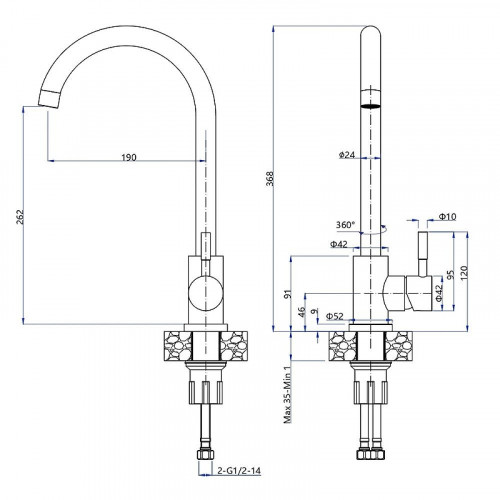 Смеситель для кухни GranFest Z-5410 цвет Песочный