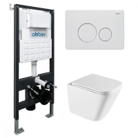 Комплект унитаза с инсталляцией Abber Rechteck AC1219TC-AC0105-AC0121MW цвет Белый с сиденьем Микролифт