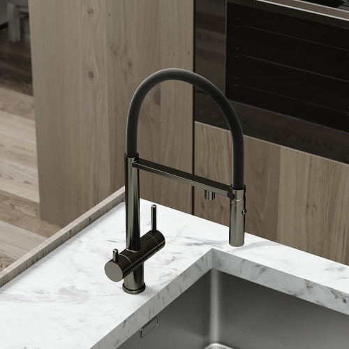 Смеситель для кухни Sancos Imola SC4010GG Вороненная сталь Черный латунь