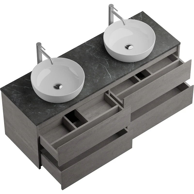 Тумба под раковину BelBagno Kraft 140 KRAFT-1400-4C-SO-2-CG подвесная Cemento Grigio МДФ / ЛДСП