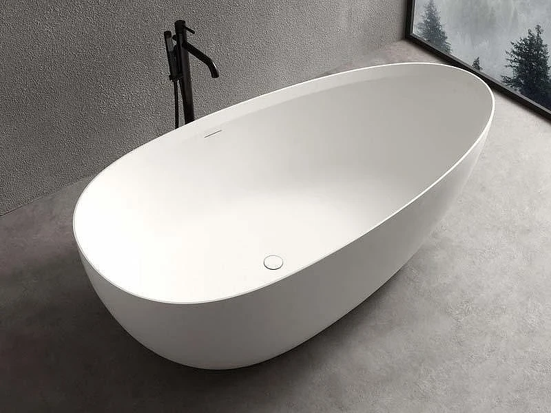 Ванна из искусственного камня Uni-Flow Ova 170x85 FS302-1700 Gloss White цвет Белый глянцевый