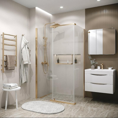 Душевой уголок Grossman Pragma 100х90 120.K33.03.1090.32.00 профиль Золото сатин стекло прозрачное