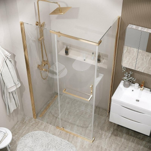 Душевой уголок Grossman Pragma 100х90 120.K33.03.1090.32.00 профиль Золото сатин стекло прозрачное