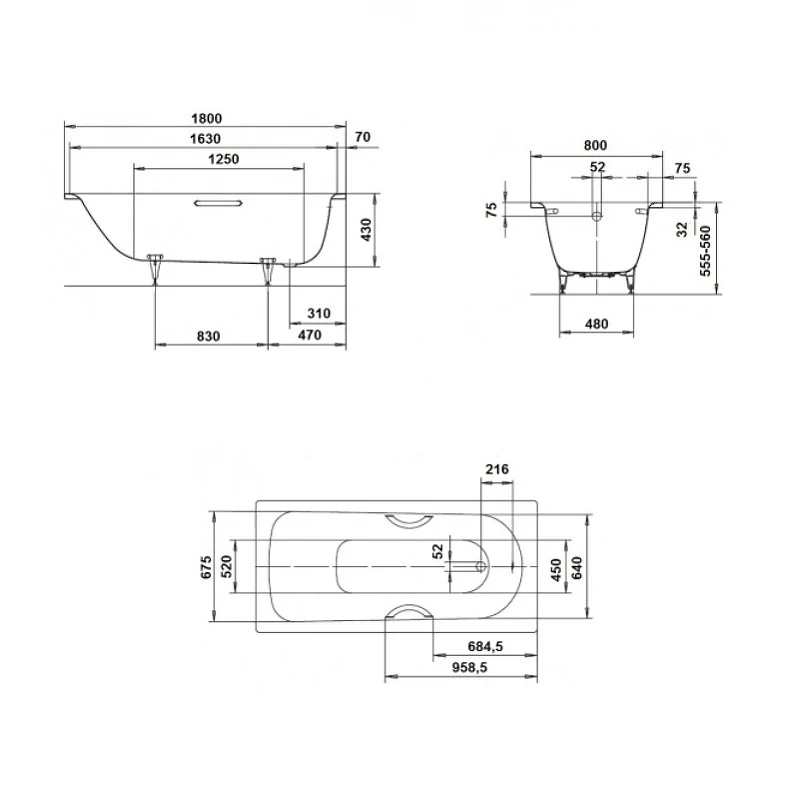 Стальная ванна Kaldewei Saniform Plus 375-1 180x80 112800010001 без покрытия