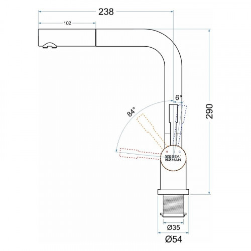 Смеситель для кухни Seaman Eco Venice SSN-0912P-LG цвет Светлое золото сатин