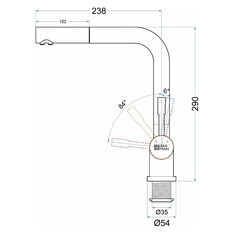 Смеситель для кухни Seaman Eco Venice SSN-0912P-LG цвет Светлое золото сатин