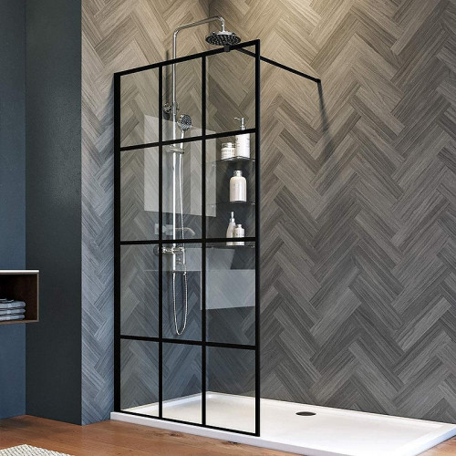 Душевая перегородка Veconi Korato KR-80 80 KR80-80-01-C8 профиль цвет Черный матовый стекло прозрачное