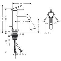 Смеситель для раковины Hansgrohe Tecturis S 73310670 Черный матовый латунь