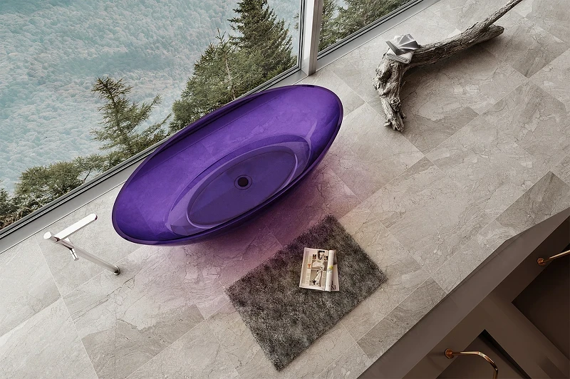 Ванна из полиэфирной смолы Abber Kristall 180х85 AT9702Amethyst Фиолетовая без гидромассажа