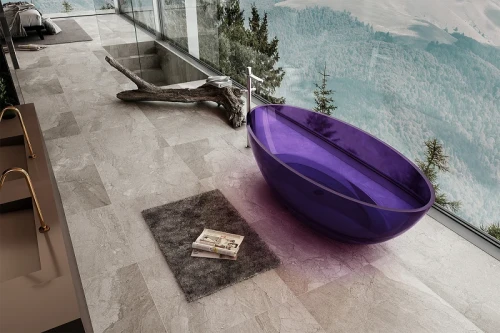 Ванна из полиэфирной смолы Abber Kristall 180х85 AT9702Amethyst Фиолетовая без гидромассажа