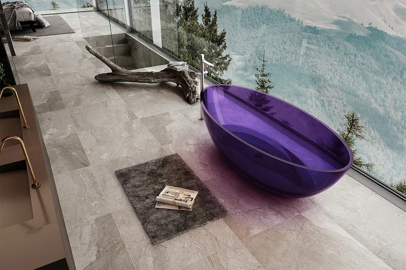 Ванна из полиэфирной смолы Abber Kristall 180х85 AT9702Amethyst Фиолетовая без гидромассажа