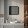 Зеркало Defesto Aura 70х60 DF 2966RH с подсветкой 23W-4500K/ИК - выключатель/Нейтральный белый свет/Черная рама