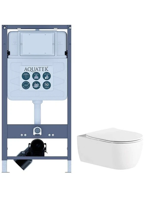 Комплект унитаза с инсталляцией Aquatek Set Aquatek Европа New-INSP01 цвет Белый с сиденьем Микролифт