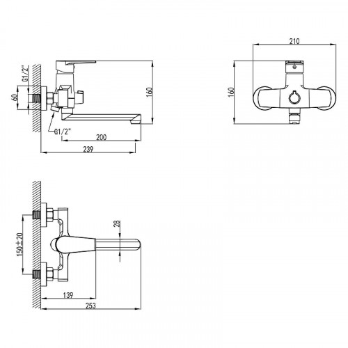 Смеситель для ванны AWP Tulos S2617C цвет Хром