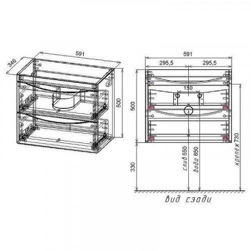 Тумба под раковину Creto Oro 60 24-HN60-GR подвесная цвет Серый люкс