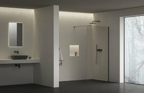 Душевая перегородка Ravak ST Walk-In Wall Air 120 GW9WG0300Z1C профиль Черный стекло Transparent