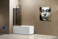 Шторка на ванну Vincea VSB 80х140 VSB-11800CGB профиль Черный матовый стекло тонированное