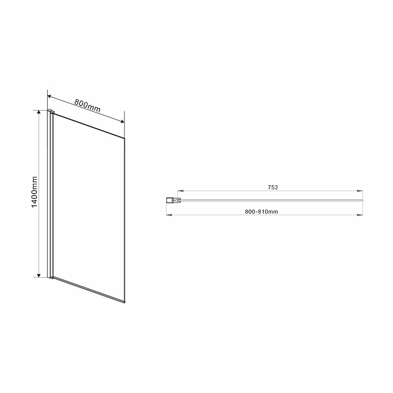 Шторка на ванну Vincea VSB 80х140 VSB-11800CGB профиль Черный матовый стекло тонированное