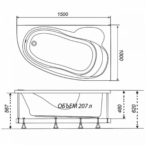 Акриловая ванна Triton Кайли 150x100 R Щ0000048091 без гидромассажа
