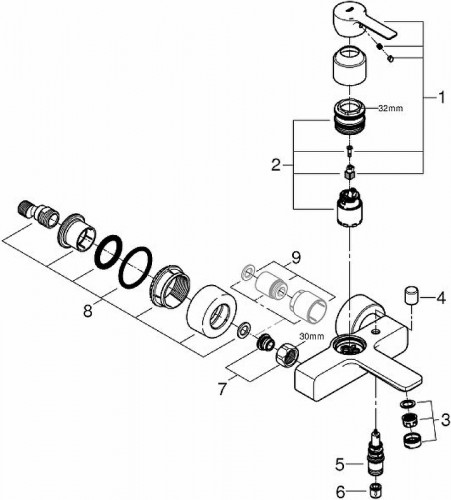 Смеситель для ванны Grohe Lineare New 33849DC1 Суперсталь латунь на стену
