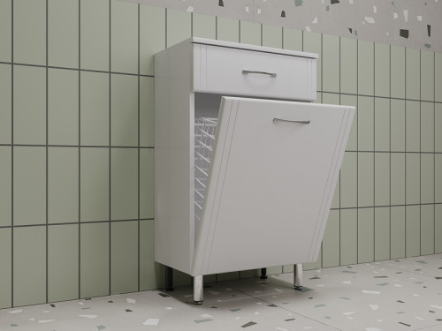 Комод Style Line Эко Стандарт ТН 50 АА00-000042 с бельевой корзиной Белый глянцевый МДФ / ЛДСП