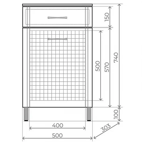 Комод Style Line Эко Стандарт ТН 50 АА00-000042 с бельевой корзиной Белый глянцевый МДФ / ЛДСП
