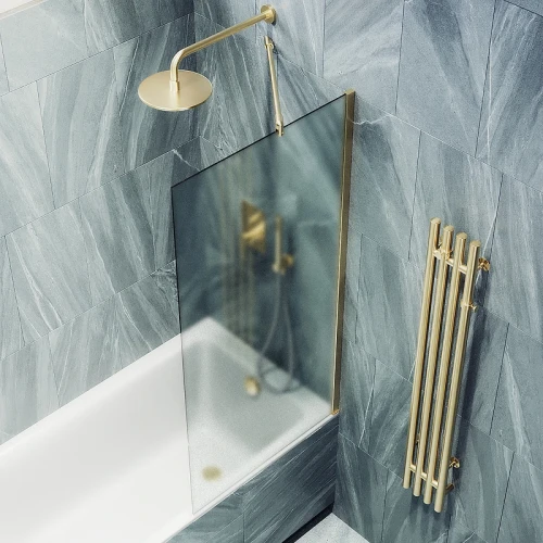 Шторка на ванну Maybah Glass MGV-90-3ш 400x1400 в широком профиле Золото стекло сатиновое