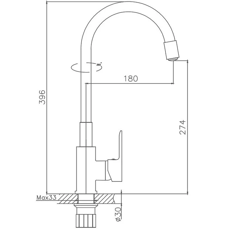 Смеситель для кухни Haiba HB70113-7 Черный Хром