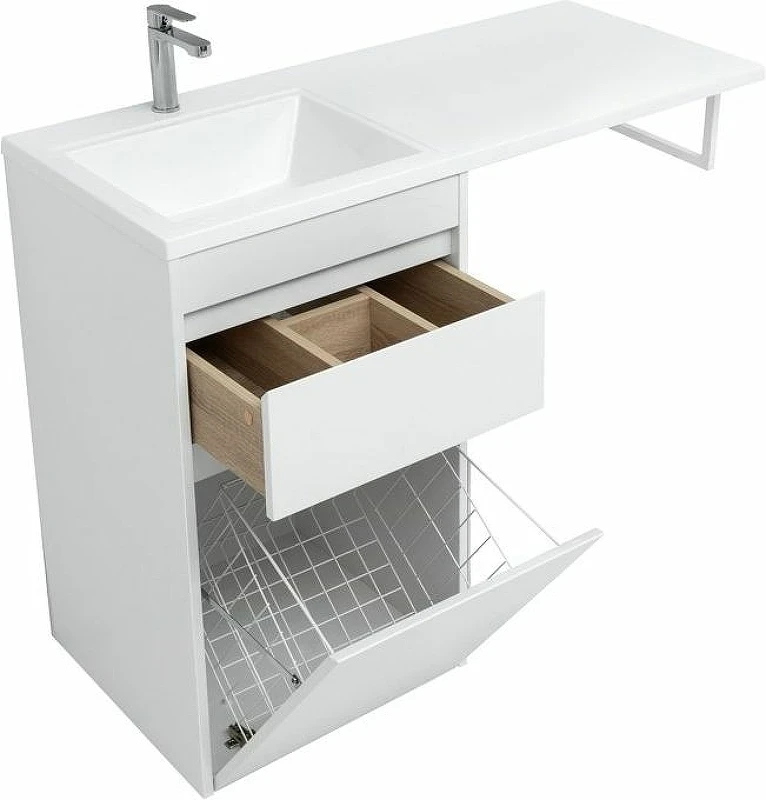 Тумба с раковиной Aquanet Токио 110 L 239298 Белая МДФ / ЛДСП