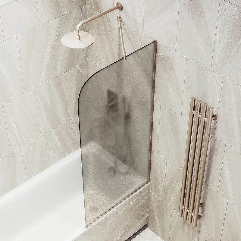 Шторка на ванну Maybah Glass MGV-125-2у 340x1400 в узком профиле Бронза стекло бронзовое матовое