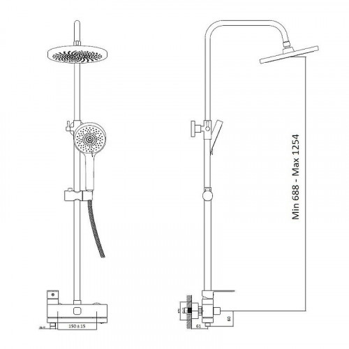 Душевая система Haiba HB24590-7 Черная матовая латунь на стену