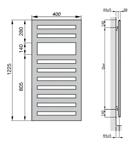Водяной полотенцесушитель Zehnder Metropolitan Spa MET-120-040 Белый