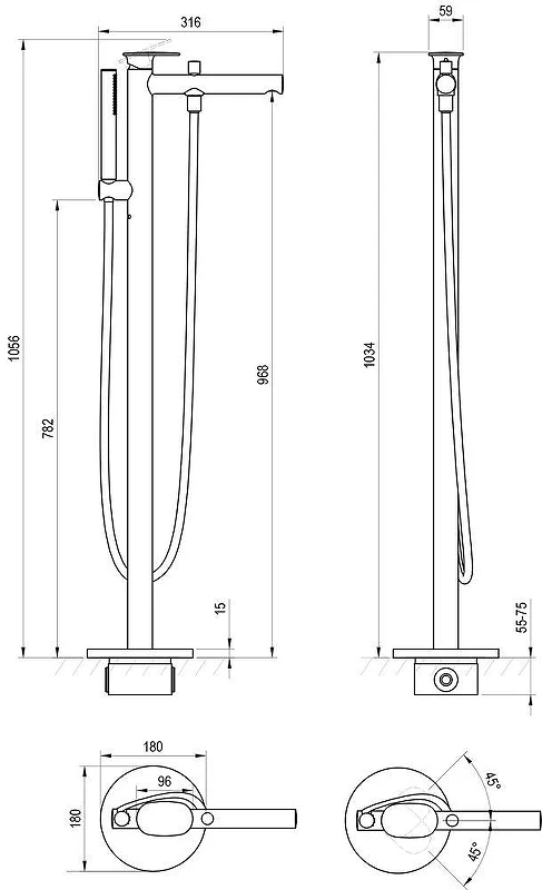 Смеситель для ванны Ravak Spring SG 080.00CR X070537 цвет Хром