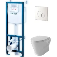 Унитаз с инсталляцией Santek Скай 1WH501870 цвет Белый с сиденьем Микролифт и клавишей смыва цвет Хром глянцевый
