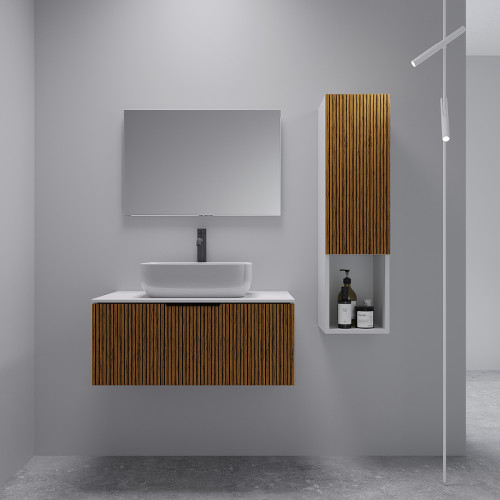 Шкаф пенал ЗОВ Кито 27 KPBT подвесной цвет Белый Тростник