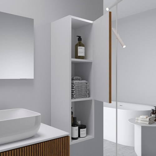 Шкаф пенал ЗОВ Кито 27 KPBT подвесной цвет Белый Тростник