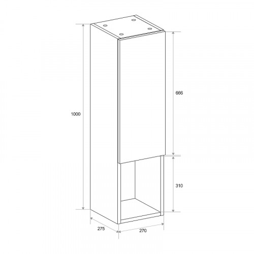 Шкаф пенал ЗОВ Кито 27 KPBT подвесной цвет Белый Тростник