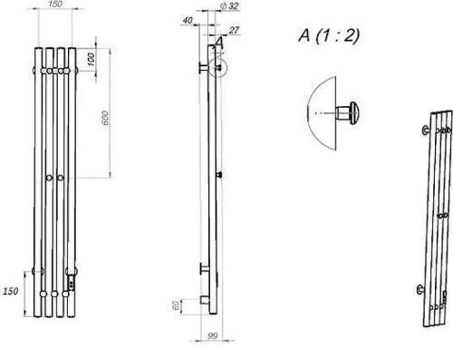 Электрический полотенцесушитель EWRIKA Пенелопа V 120x20 цвет Белый