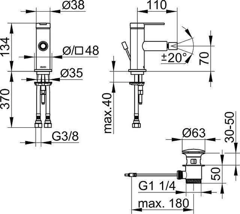 Смеситель для биде Keuco IXMO Flat 59509373000 цвет Черный матовый