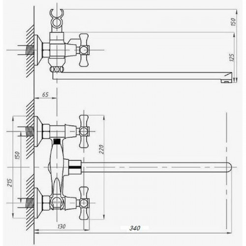 Смеситель для ванны D-Lin D147807-F универсальный Хром