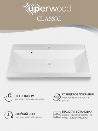 Раковина Uperwood Classic 90 291020338 цвет Белый глянцевый