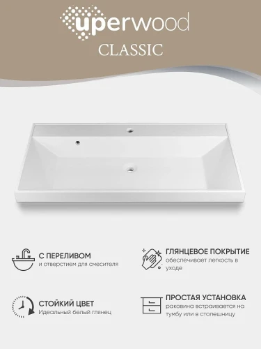 Раковина Uperwood Classic 90 291020338 цвет Белый глянцевый