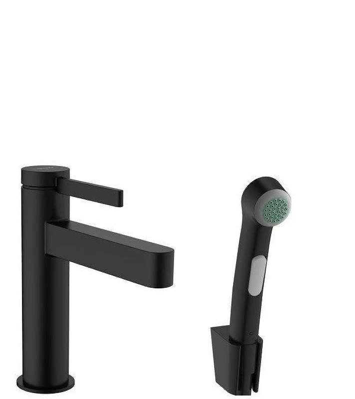 Смеситель для раковины Hansgrohe Finoris 76210670 с гигиеническим душем цвет Черный матовый