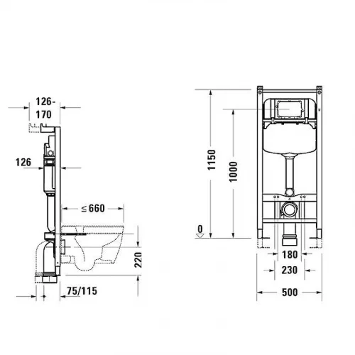 Инсталляция для унитаза Duravit DuraSystem WD1029000000/WF1202000010 без клавиши смыва